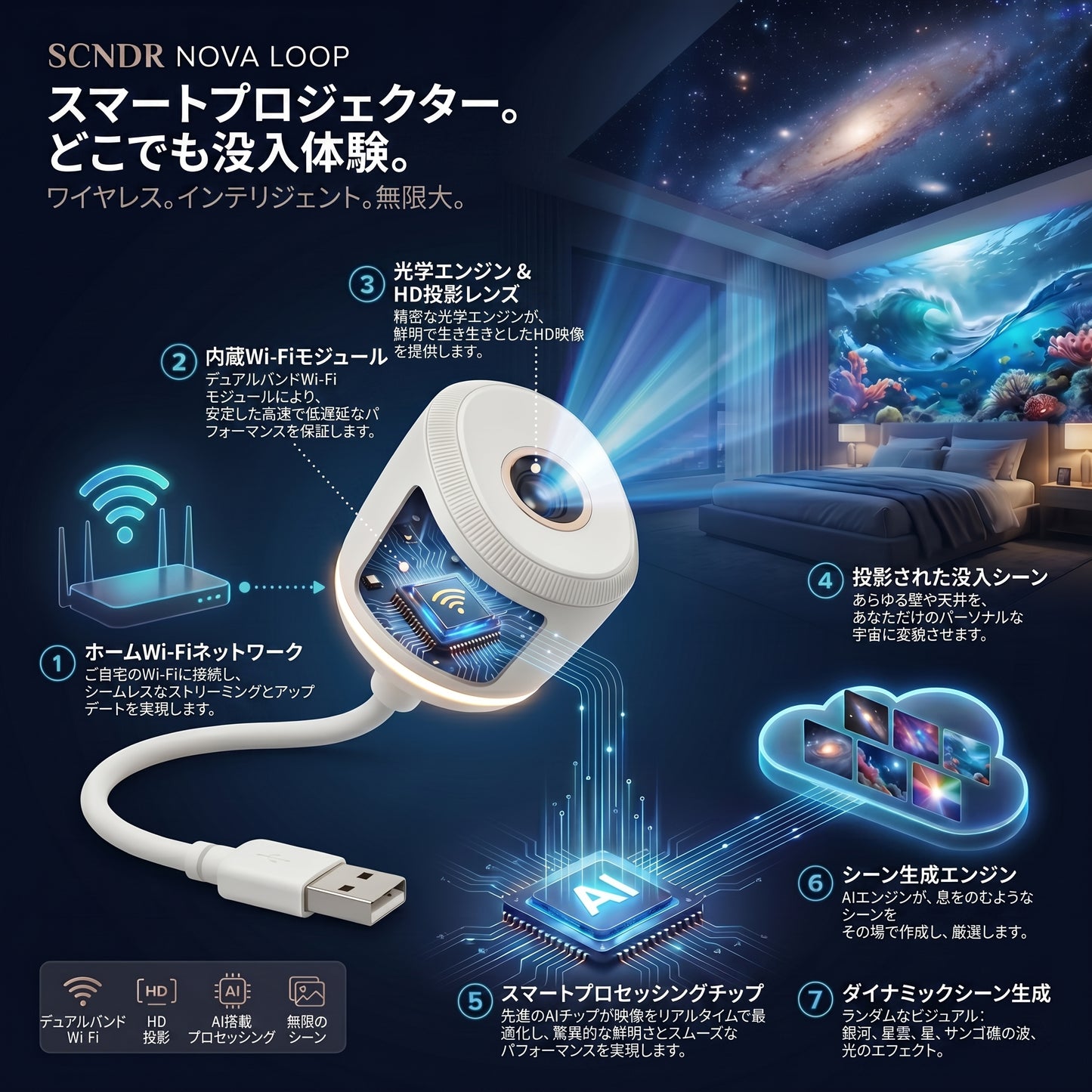 SCNDR® ナイトライト・プロジェクター
